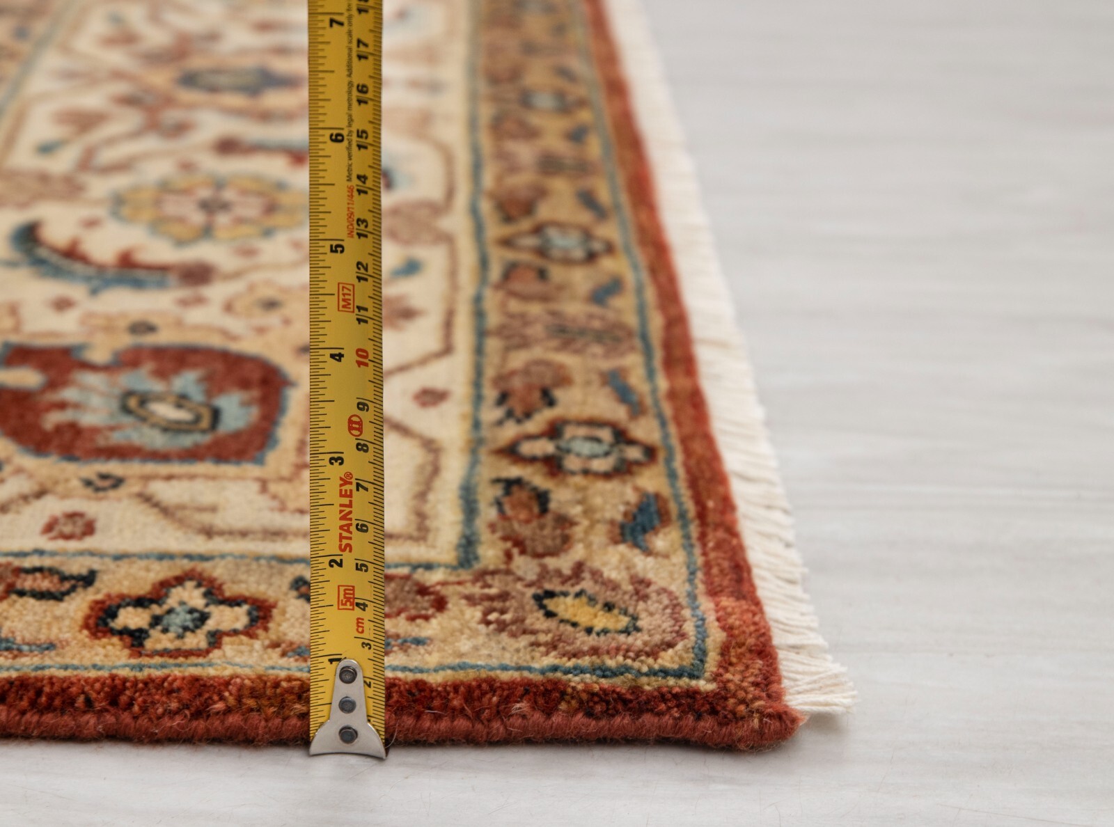 Rust Cream Vintage Reproduction Fine Density Soft Hand Knotted Wool Custom Rug