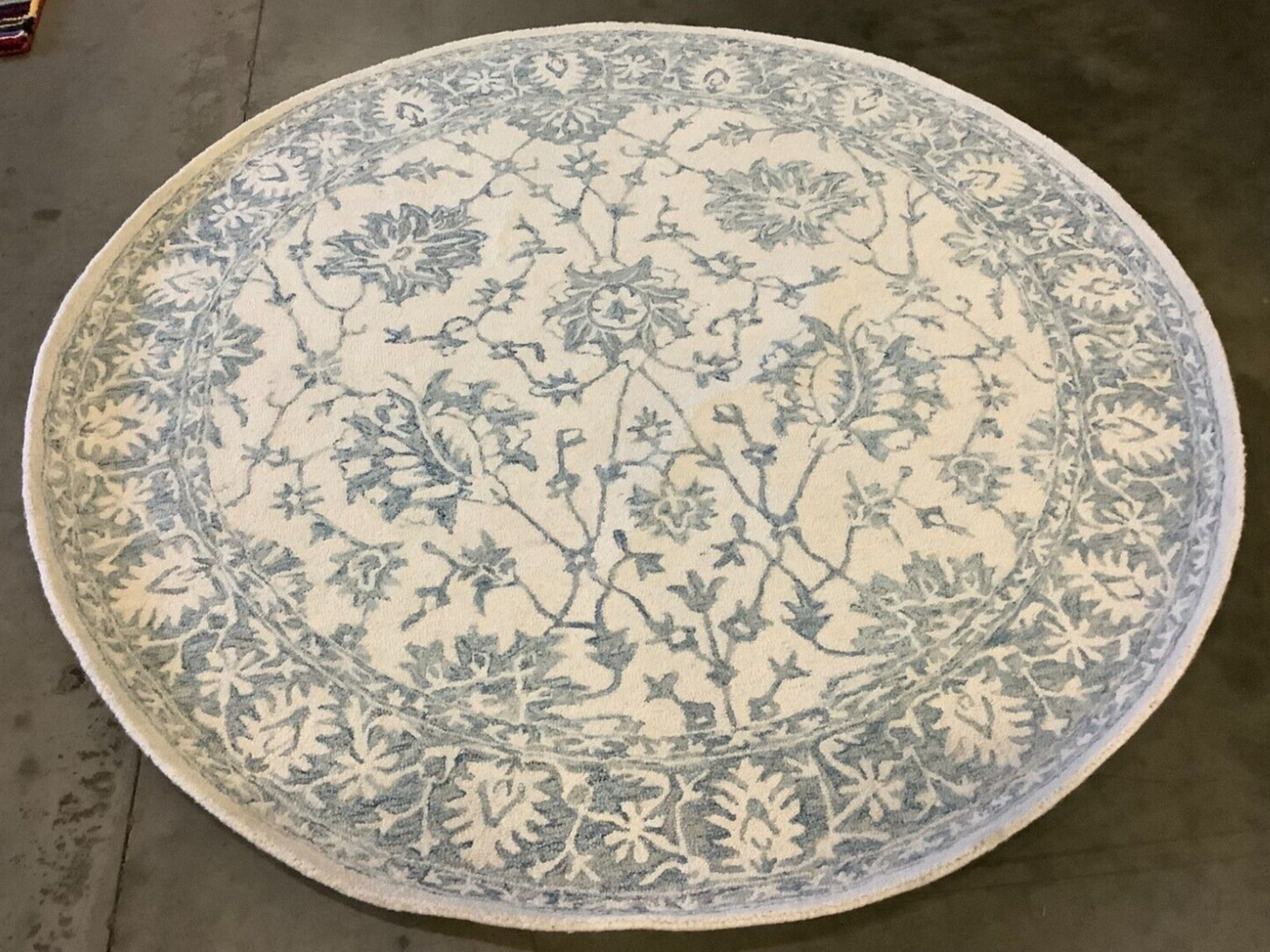 IVORY / BLUE 6′ X 6′ Round Back Stain Rug, Reduced Price 1172665159 BLM351A-6R