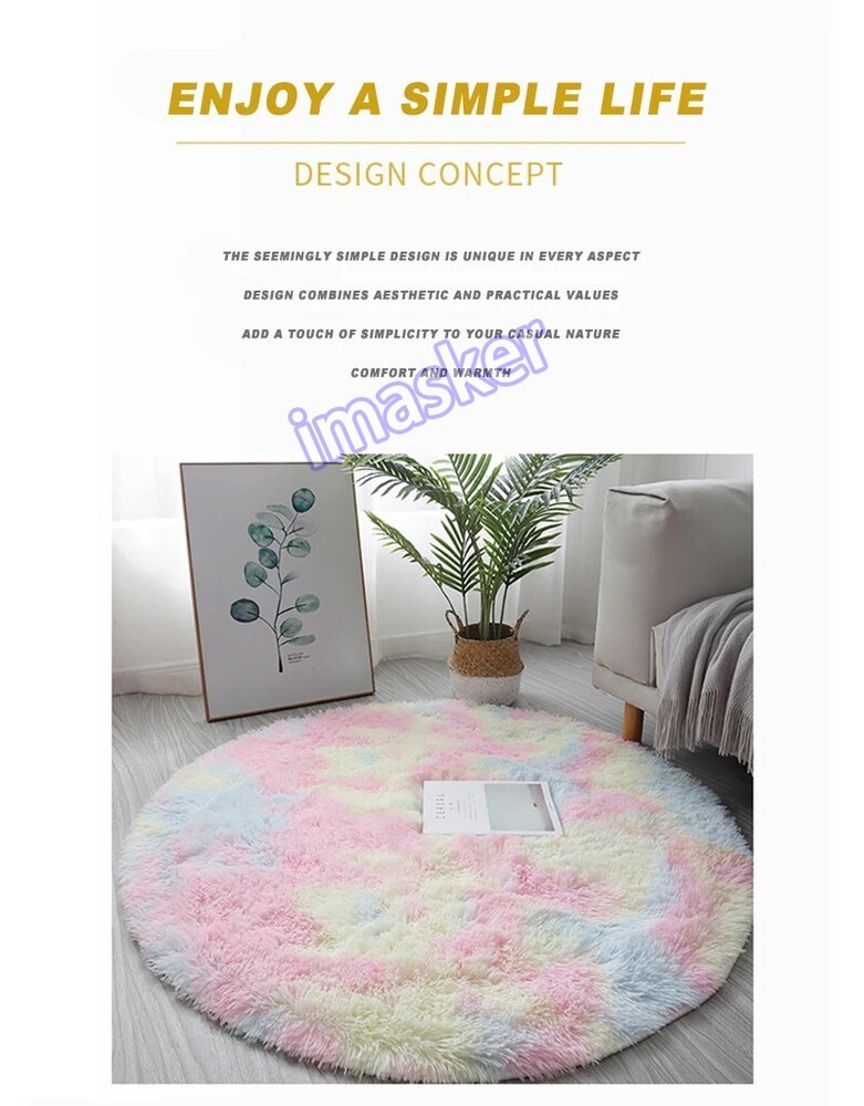 Living Room Round Rug Carpet Nonslip Bedside Coffee Table Mat Thick Pile Rugs