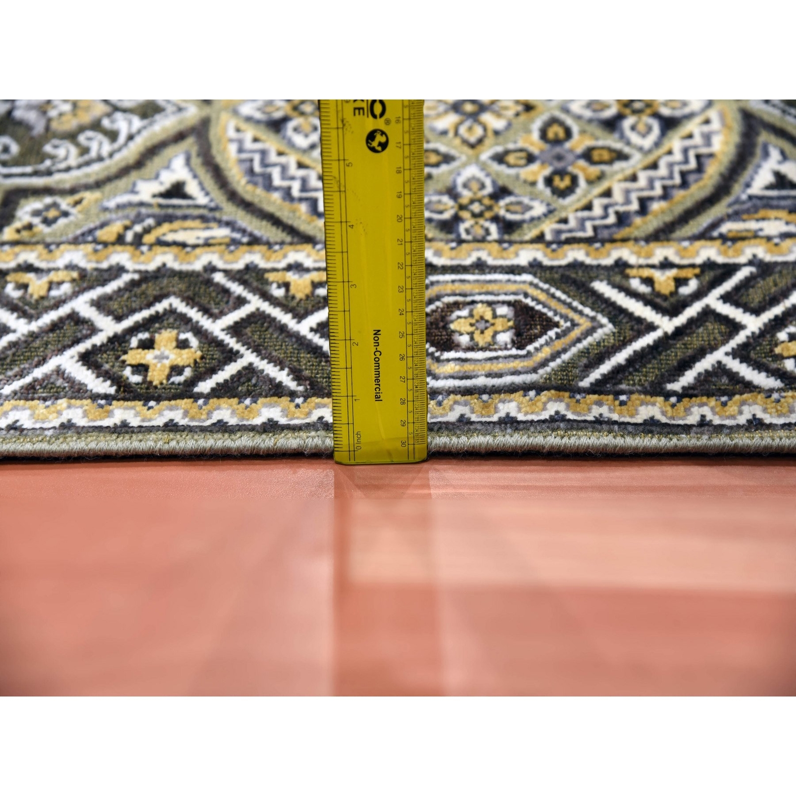 4′ x 6’2″ TaupeBrown Silk Mughal Inspired HandKnotted Textured Wool Rug R75133