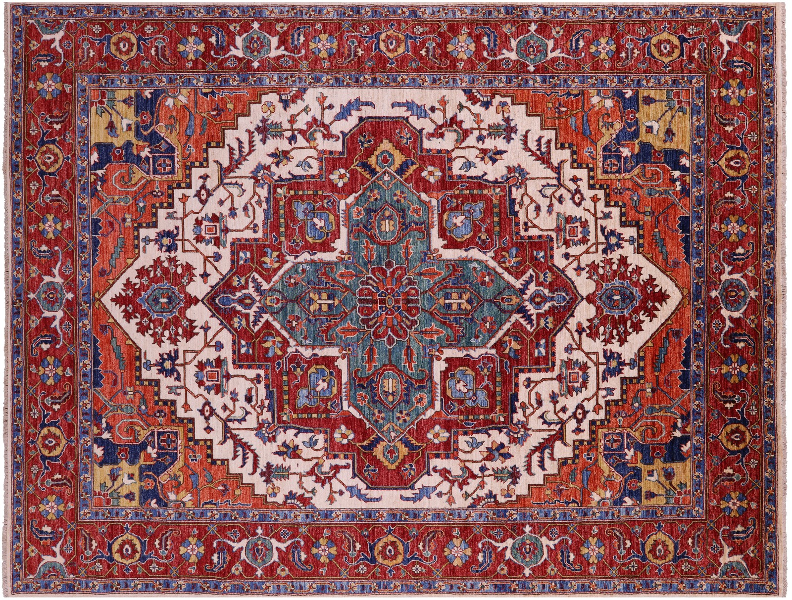 Ivory Heriz Serapi Handmade Wool Rug 9′ 0″ X 11′ 9″ – Q22903