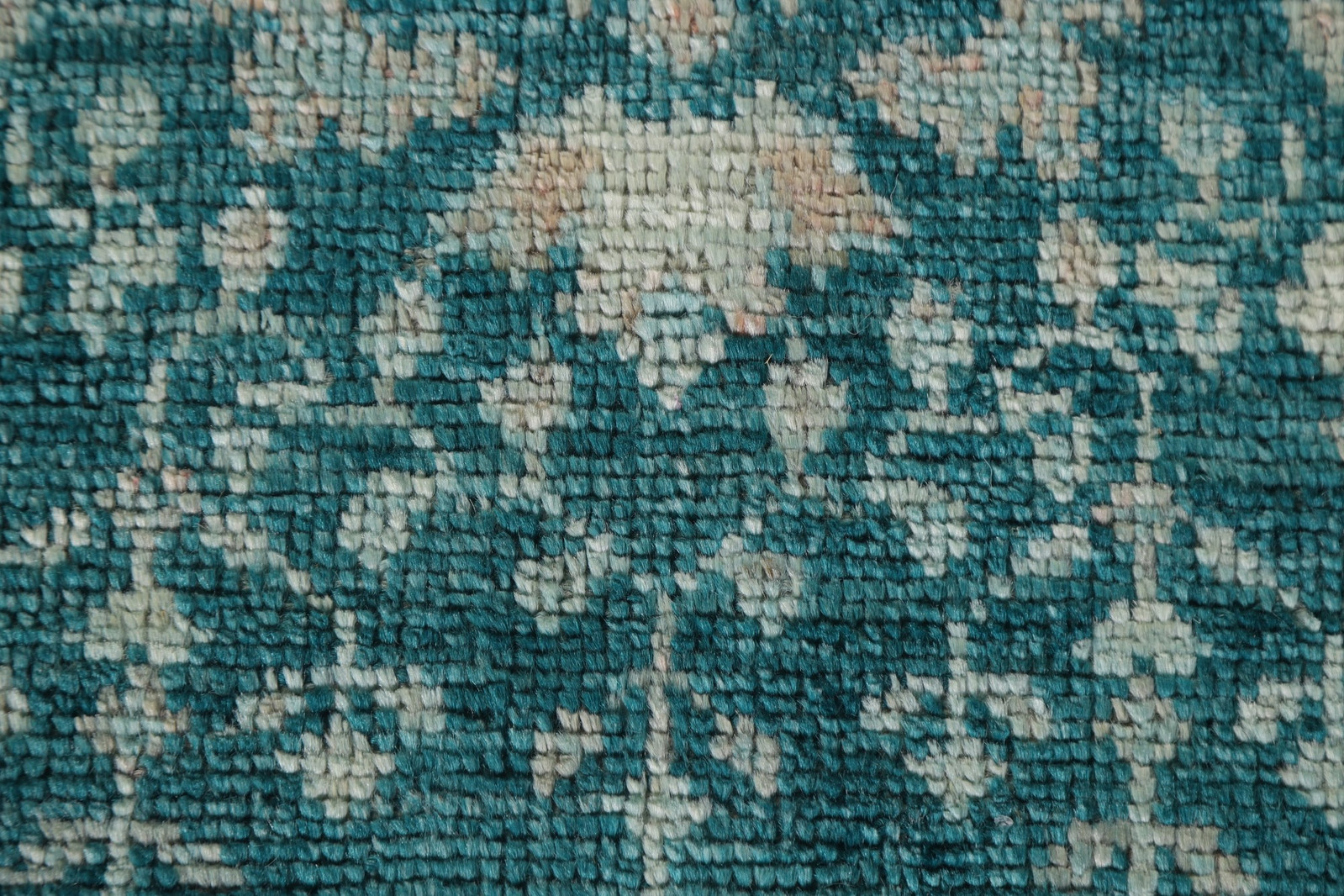 Vegetable Dye Oushak Turkish Accent Rug 2×4 Ft Handmade Green Teal Wool Carpet