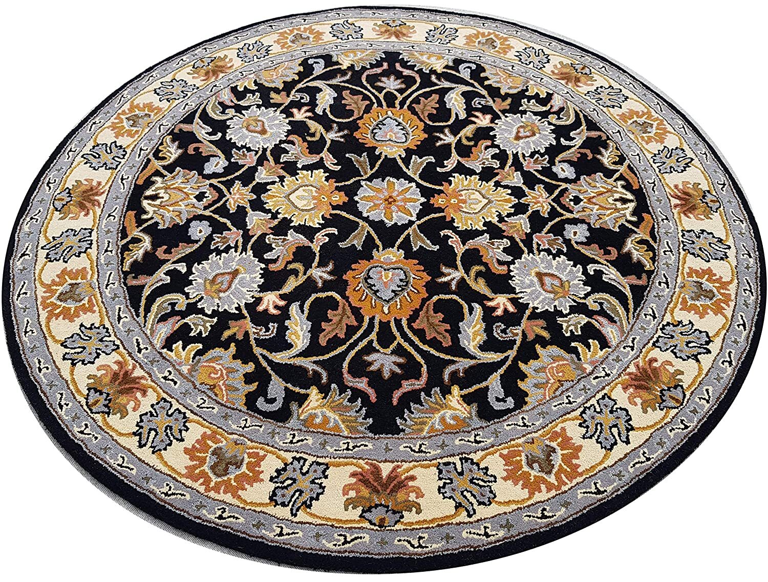 Multicolor Round Hand-Tufted Carpets Traditional & Classical Wool Area Rug