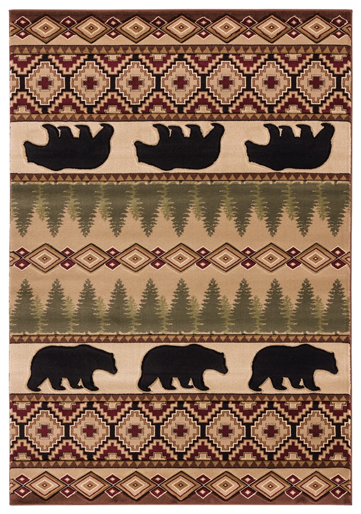 Beige Banded Rows Lines Bears Striped Door Mat 2055 40526 – Aprx 1′ 10″ x 2′ 8″