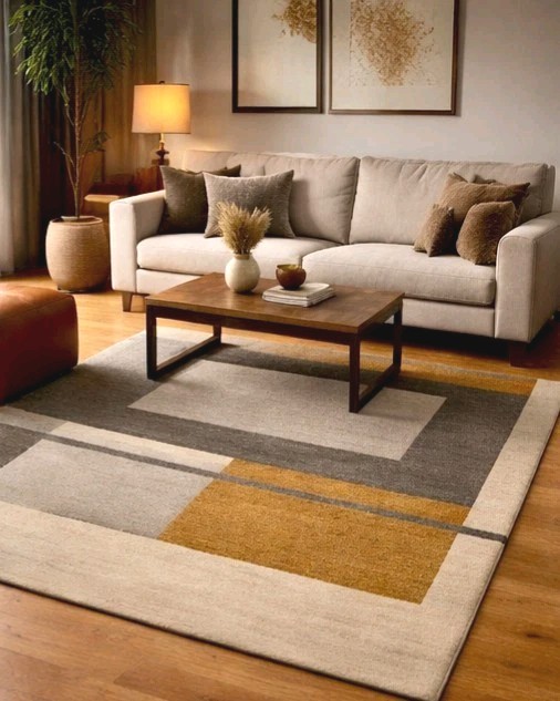 Hand Tufted Wool Rug Geometric Abstract Modern Living Room Carpet Large Area Rug