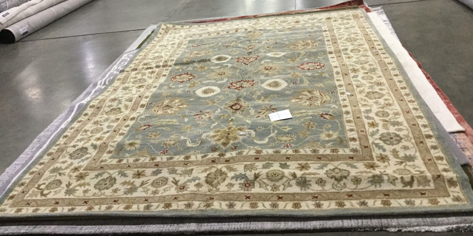GREY BLUE / BEIGE 9′-6″ X 13′-6″ Damaged Rug, Reduced Price 1172659888 AT822A-10