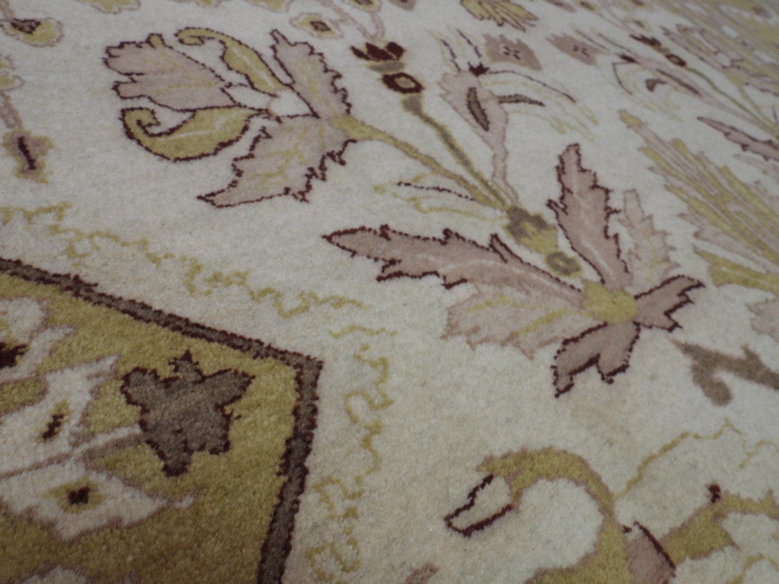 Pakistani 10×13 10×14 Rug Beige Gold Ivory Burgundy wool hand-knotted