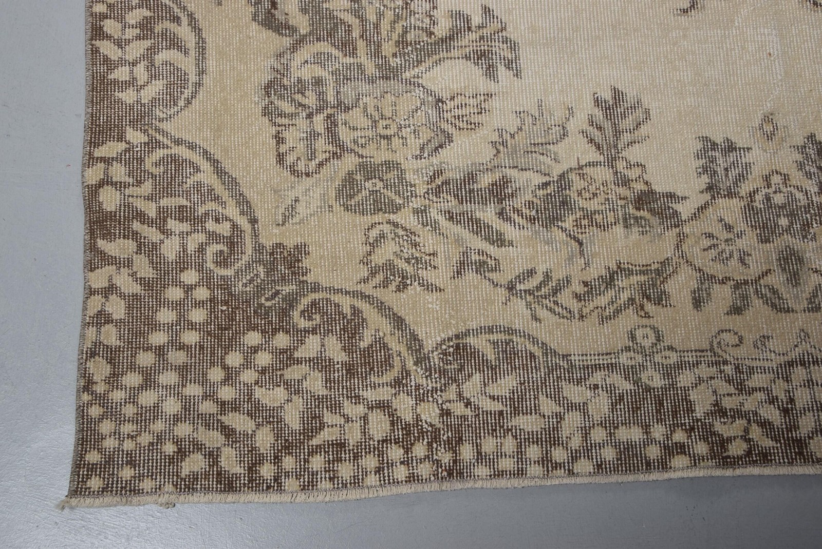 Vintage 5,9×9,4 ft Rug, Turkish Rug, Beige Ikat Rug Wool
