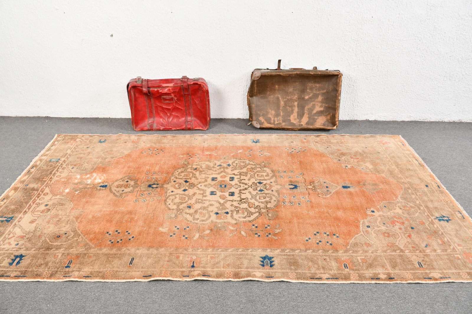 4,9×9,2 ft Vintage Turkish Rug, Large Rug, Orange Wool Rug