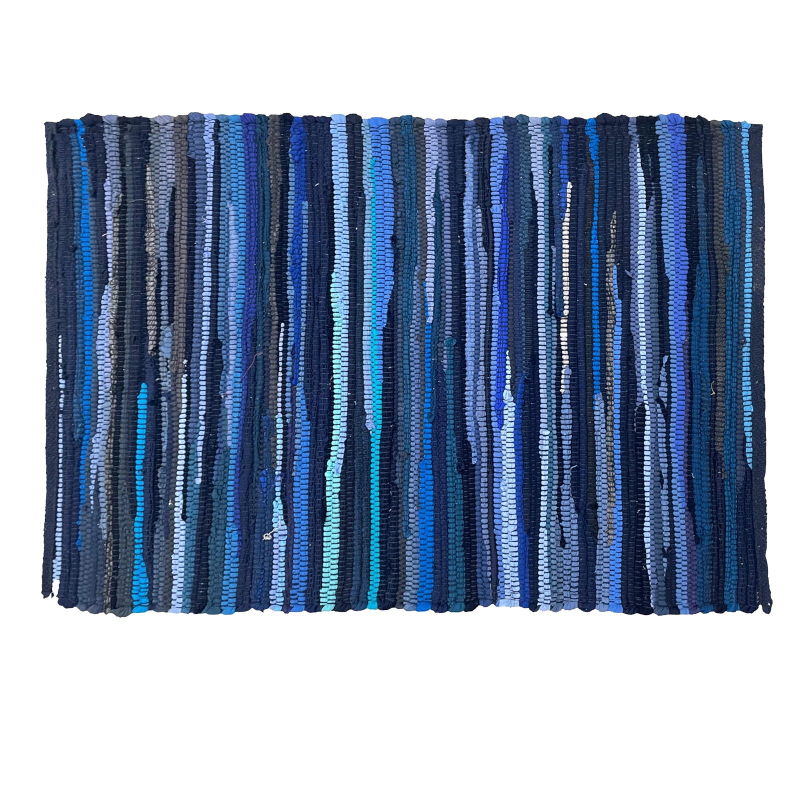 Cotton Rag Rug 2’x3′ – Navy, Braided Recycled Rugs for High Traffic Area, Boh…