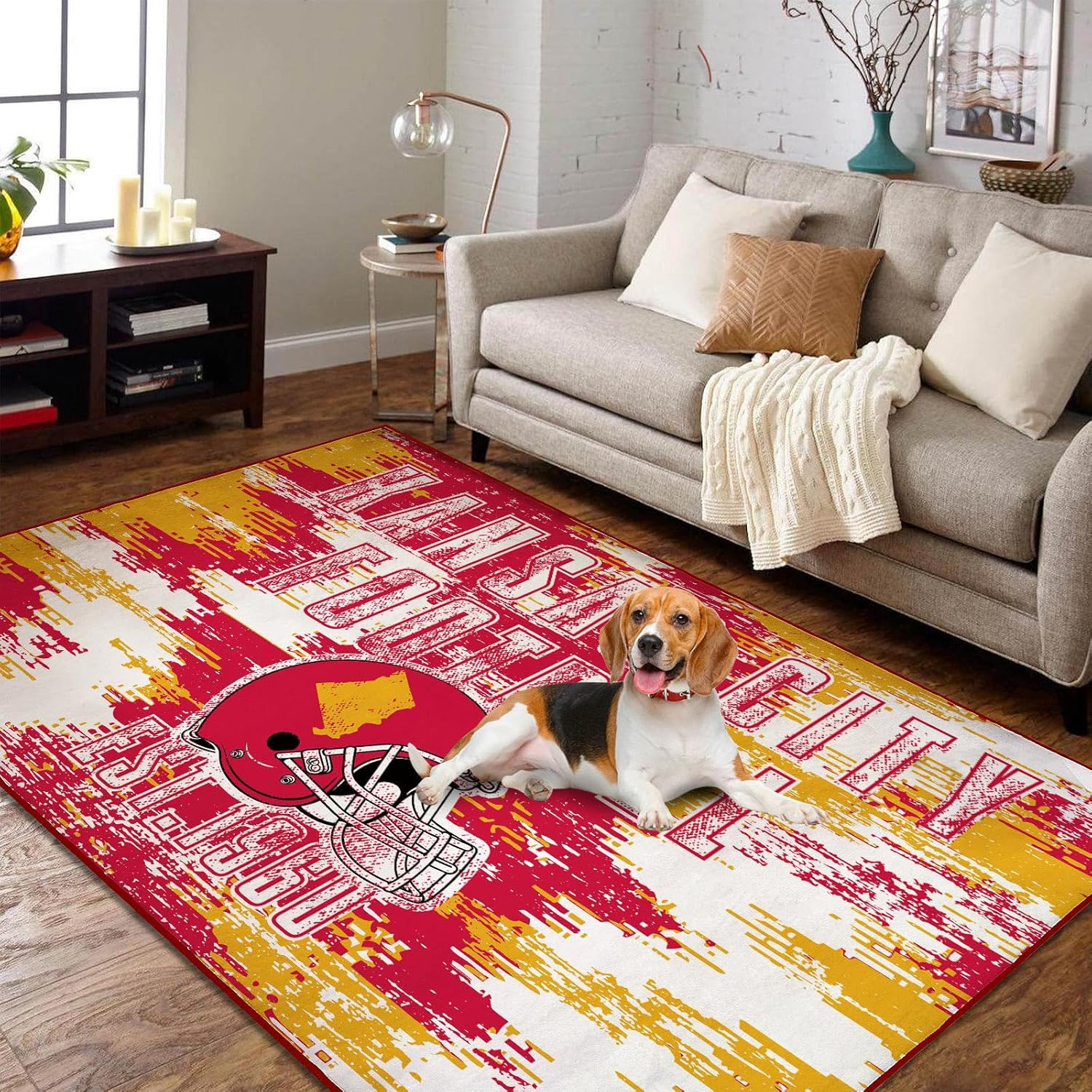 Football Sports Area Rug – Machine Washable Non-Slip 5×7 for Man Cave Decor