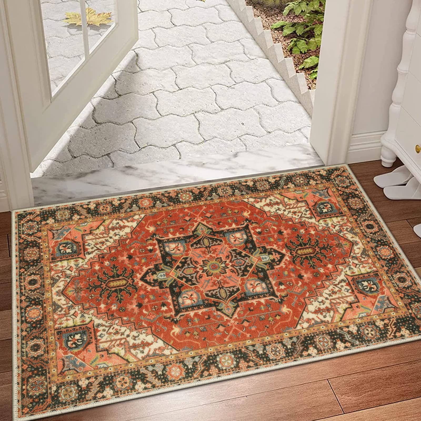 Indoor Door Mat Retro Floor Non Slip Washable Quickly Absorb 24×36 Inch