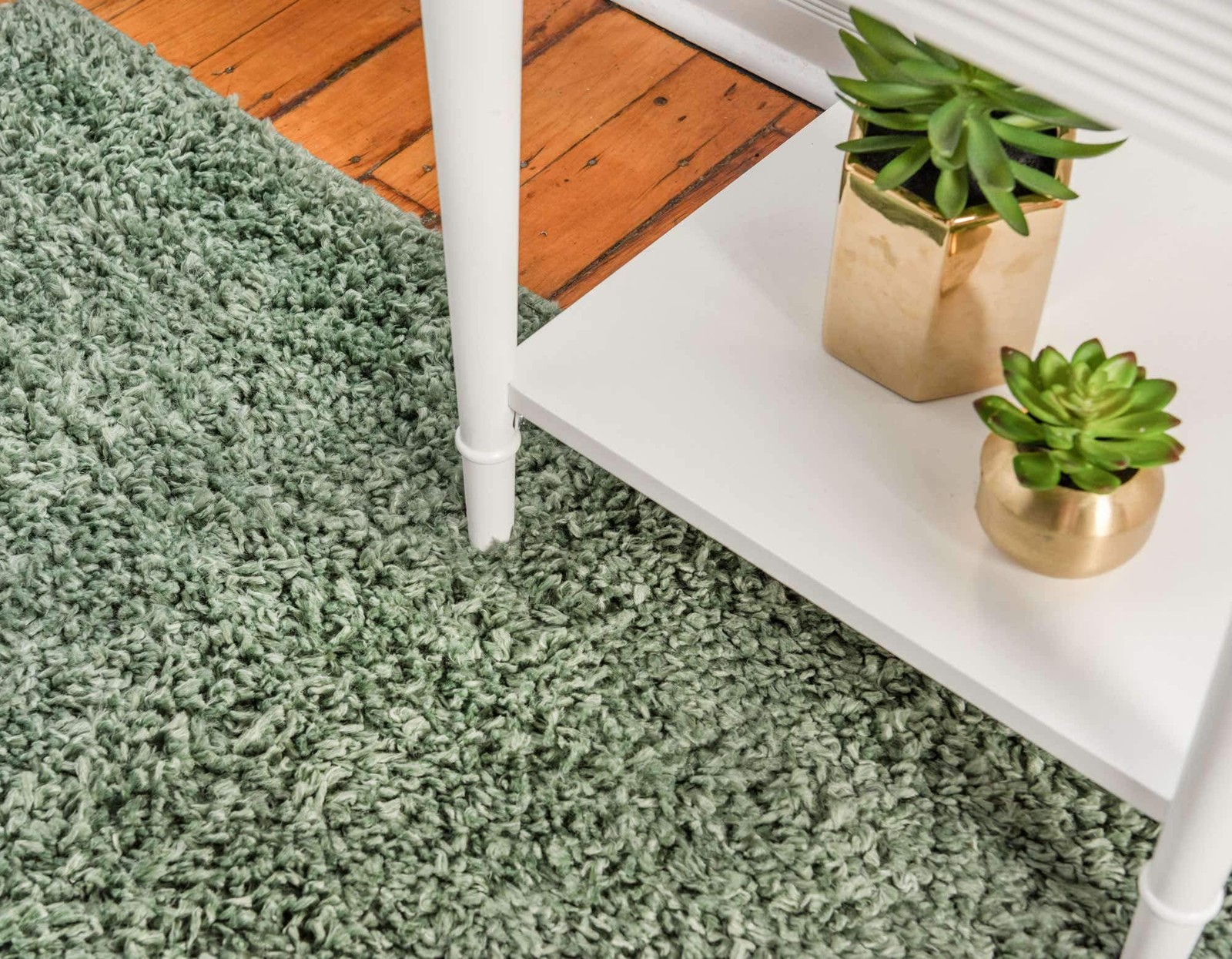 Unique Loom Davos Shag Collection Area Rug – Solid 3 3 Round Sage
