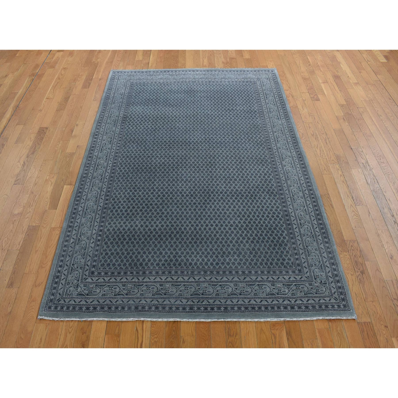 6’x9′ Battleship Gray, Saroogh Mir, Wool and Silk, Hand Knotted, Rug R80974