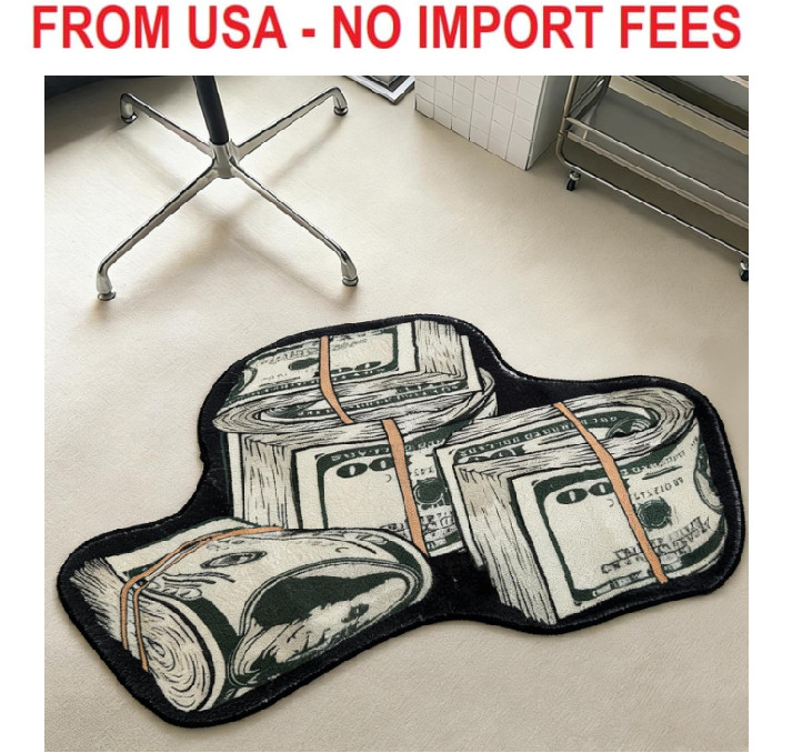 Money Rug, 100 Dollar Bill Rug, Money Creative Funy Rugs, Cool Rugs for Bedroom,