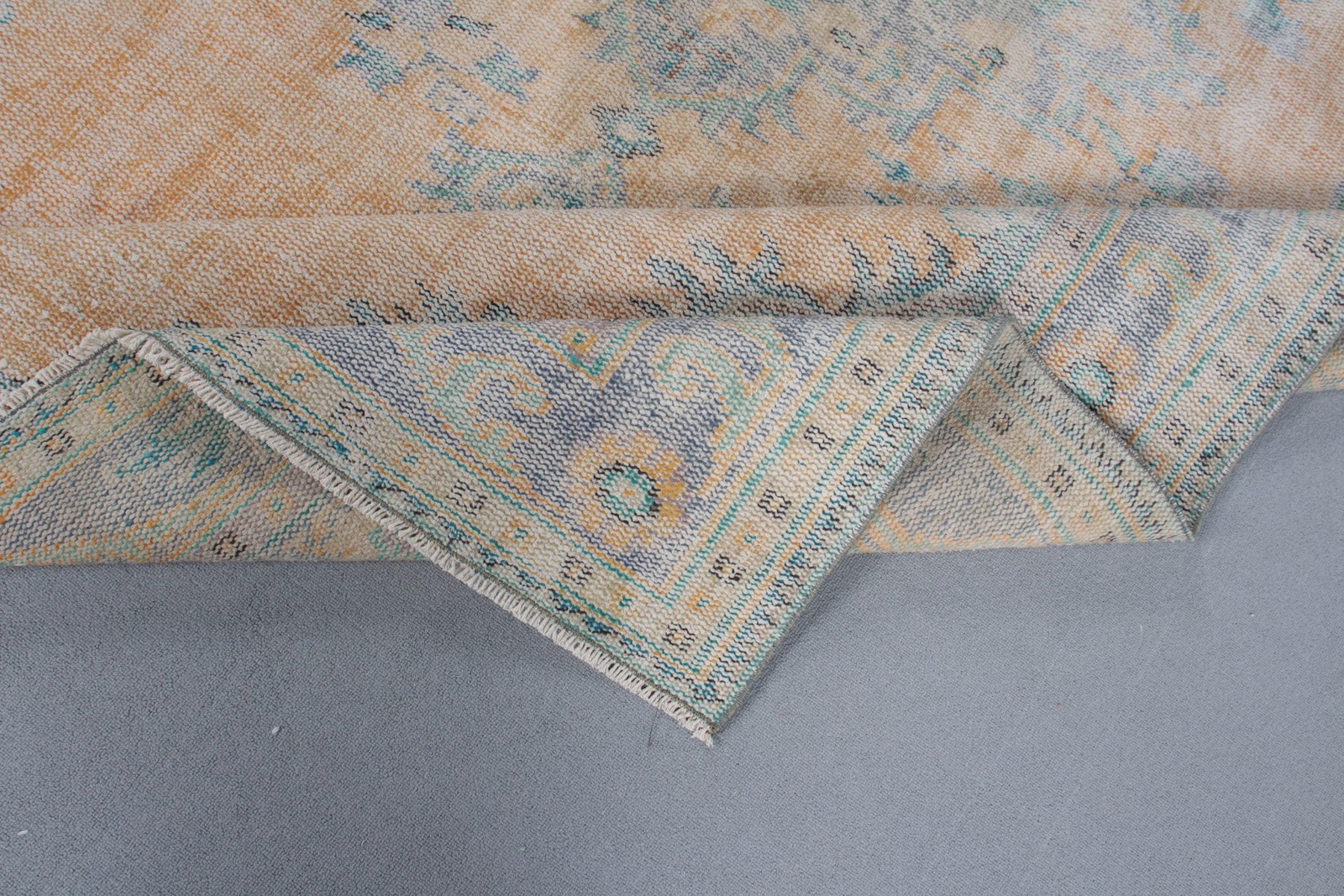 Vintage Turkish Large Rug 6,1×10,4 ft (187×318 cm), Orange Abstract Rug