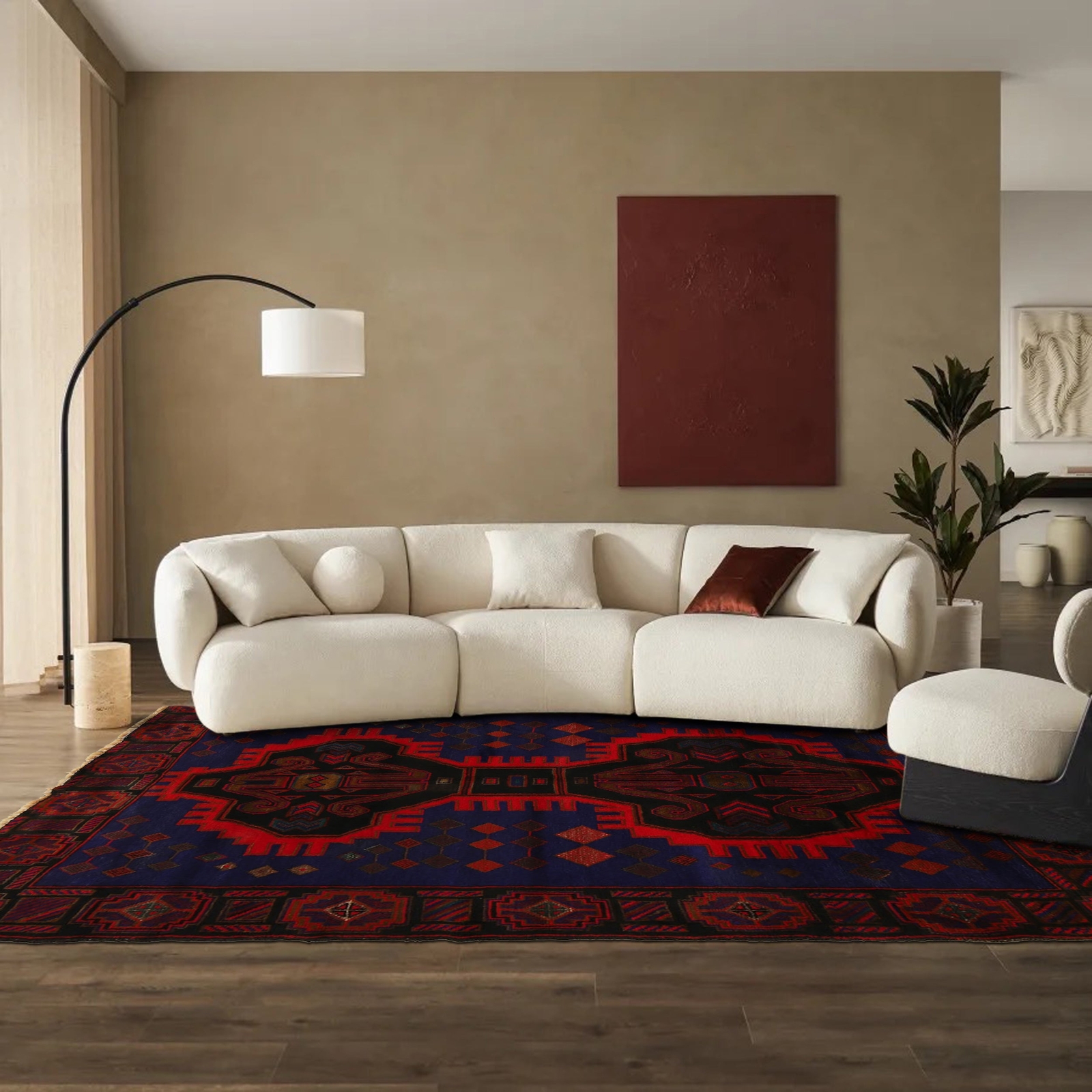5′ x 6′ Afghan Tribal Wool Handmade Rug BLUE #P924