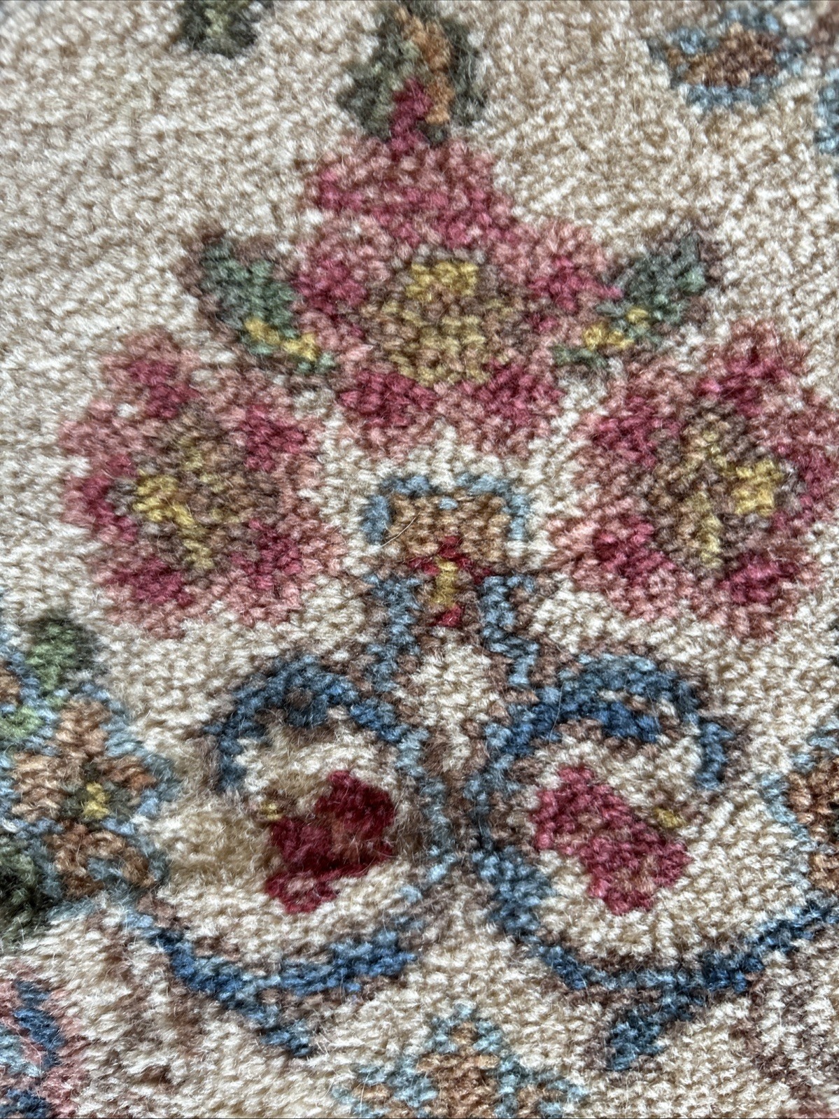 Karastan~5’9″ x 9′ “IVORY KIRMAN” #788 BEAUTIFUL FLORAL RUG/CARPET ~Exc.