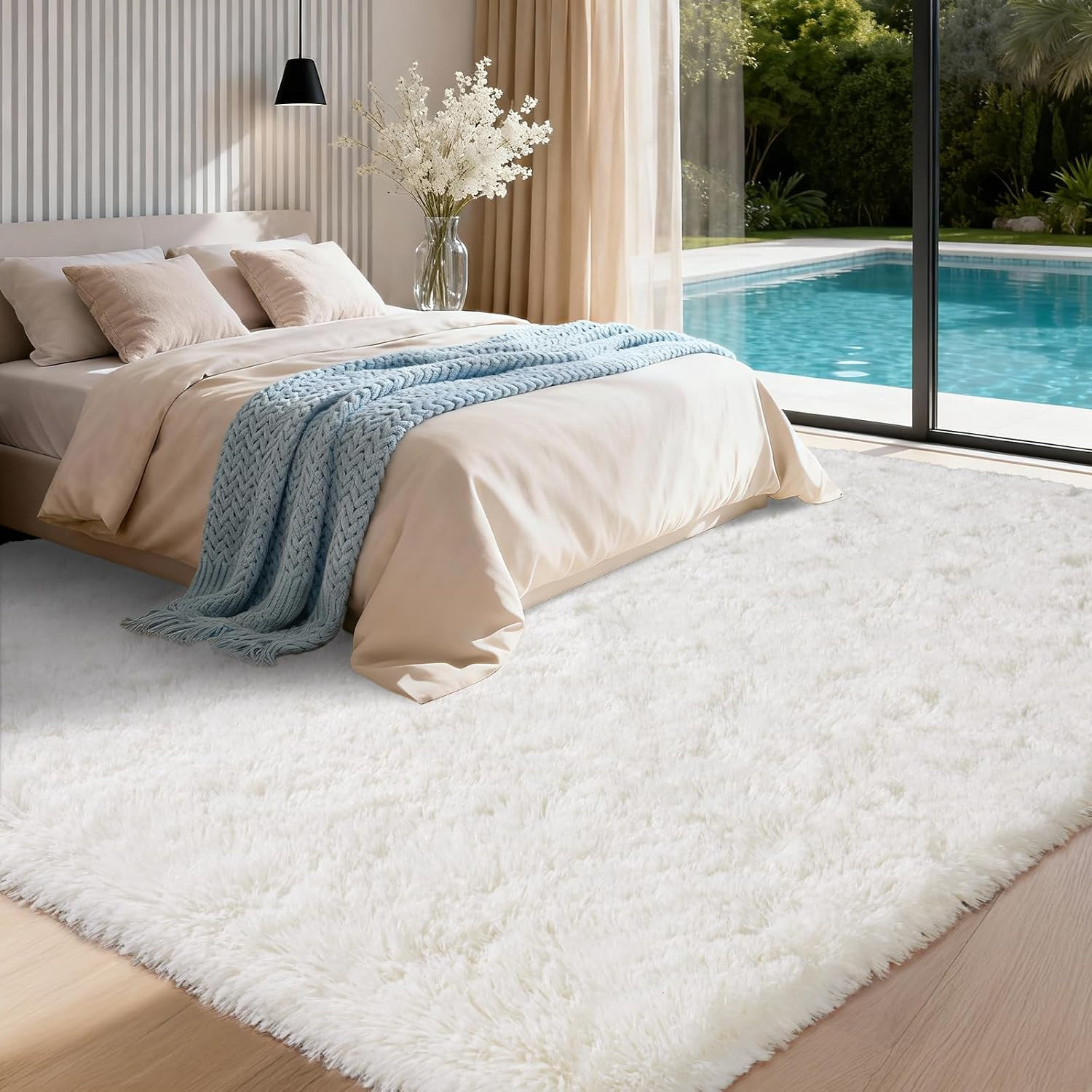 8X10 Area Rugs for Living Room, Ultra Soft Fluffy Shag Floor Carpet, Modern Indo