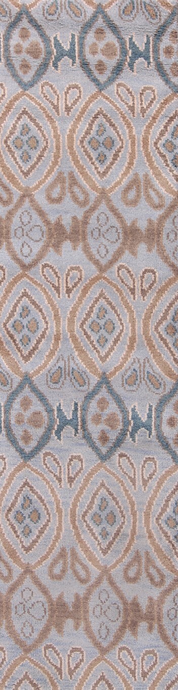 All-Over Light Blue Moroccan Oushak Oriental 10 ft Runner Handmade 3×10 Wool Rug