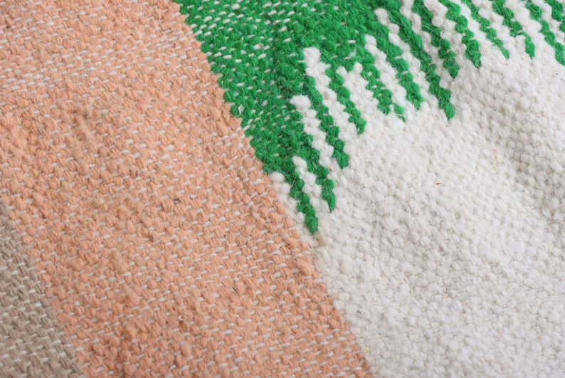 KILIM MOROCCAN RUG Flat Area Rug Handmade Rug Pink and White Rug Custom Pink Rug