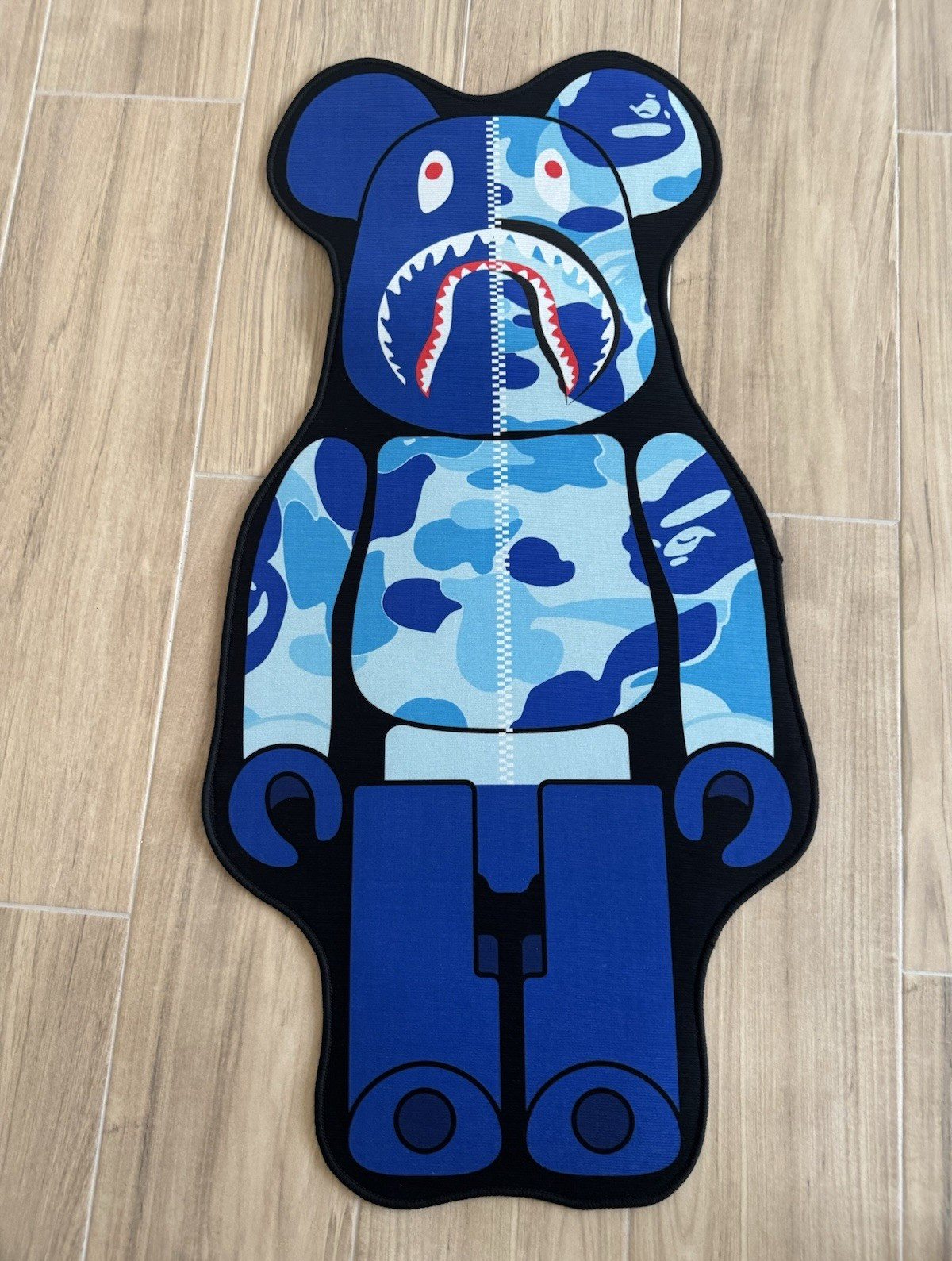 BAPE BEARBRICK NON-Slip Cartoon Character Area Rug Mat, Blue Polyester, 24x48in