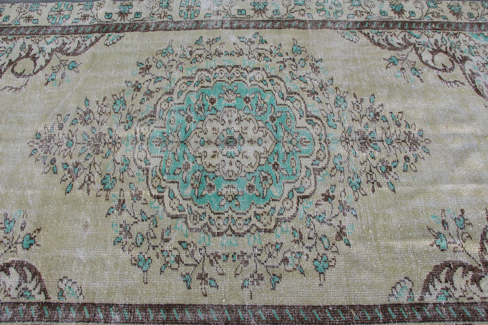 5,3×9,7 ft Large Turkish Rug, Vintage Rug, Blue Brown Ombré Wool Rug