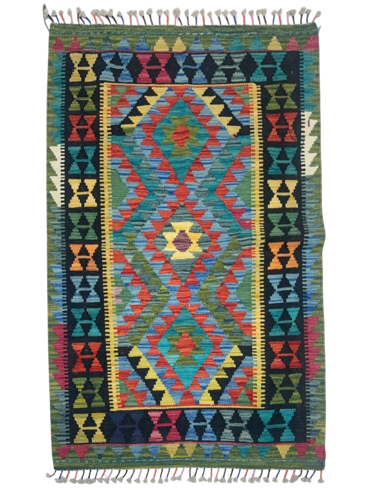 Hand-Woven Afghani Kilim Wool Rug 3’7″ x 5’1″