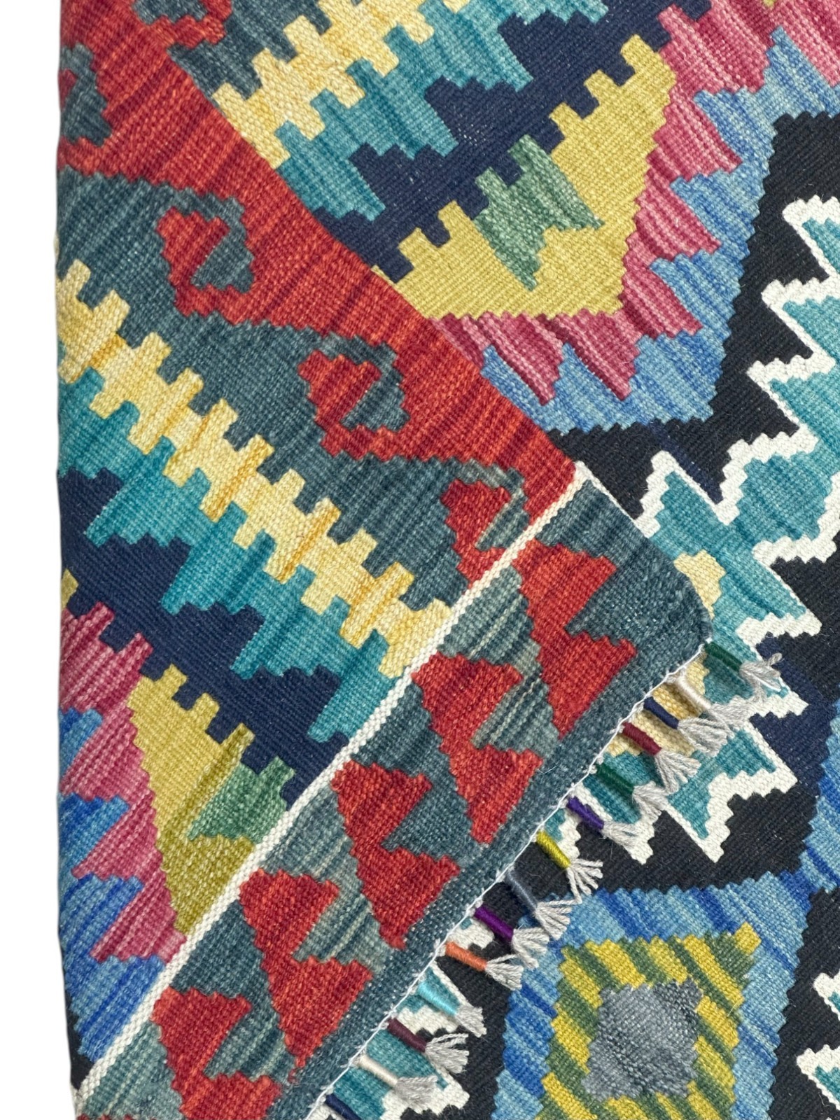 Hand-Woven Afghani Kilim Wool Rug 3’8″ x 4’8″
