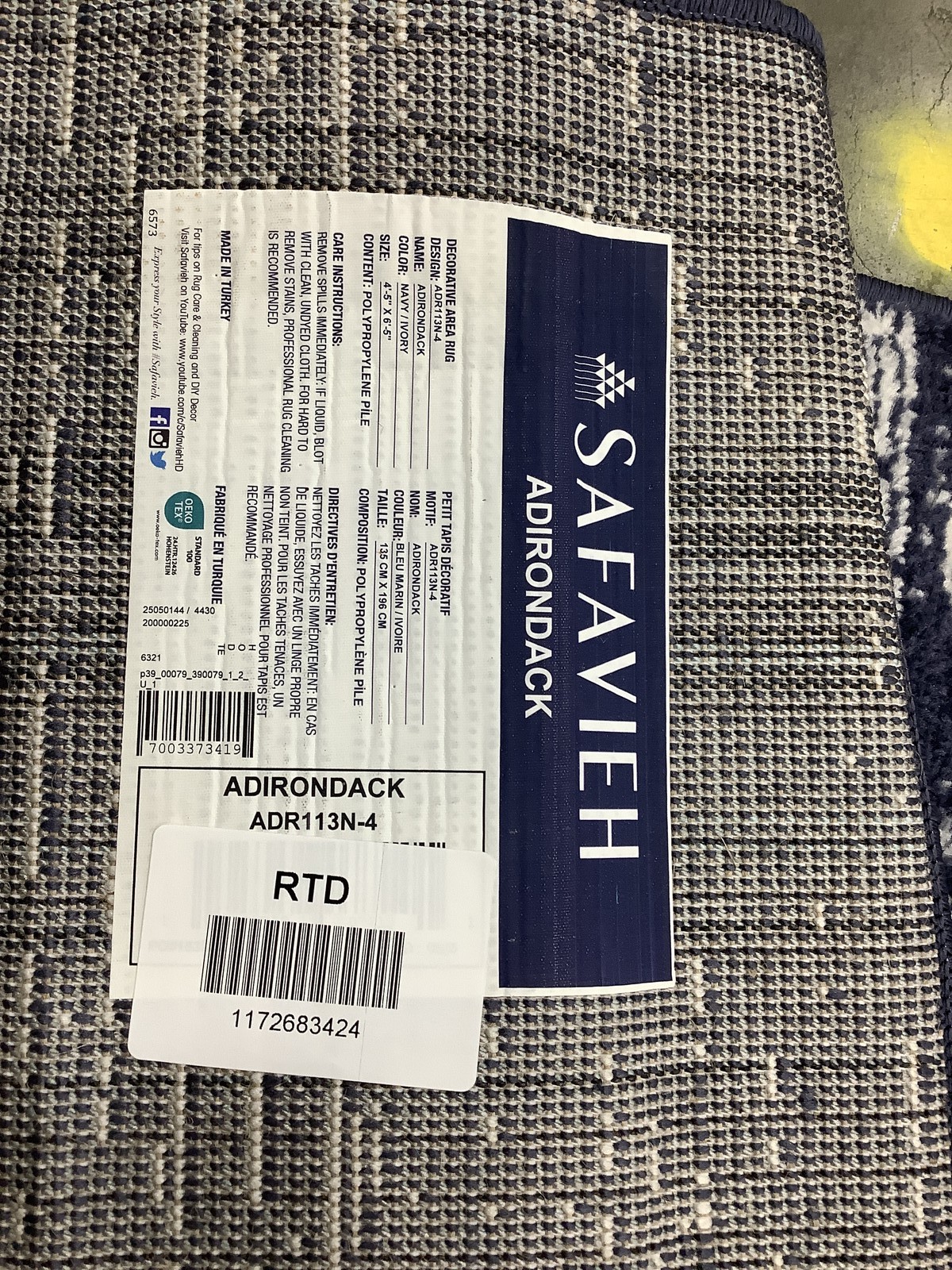 NAVY / IVORY 4′-5″ x 6′-5″ Flaw in Rug, Reduced Price 1172683424 ADR113N-4