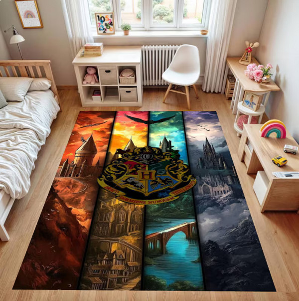 Harry Potter Fantasy Castle Movie Decor Premium Rectangle Rug