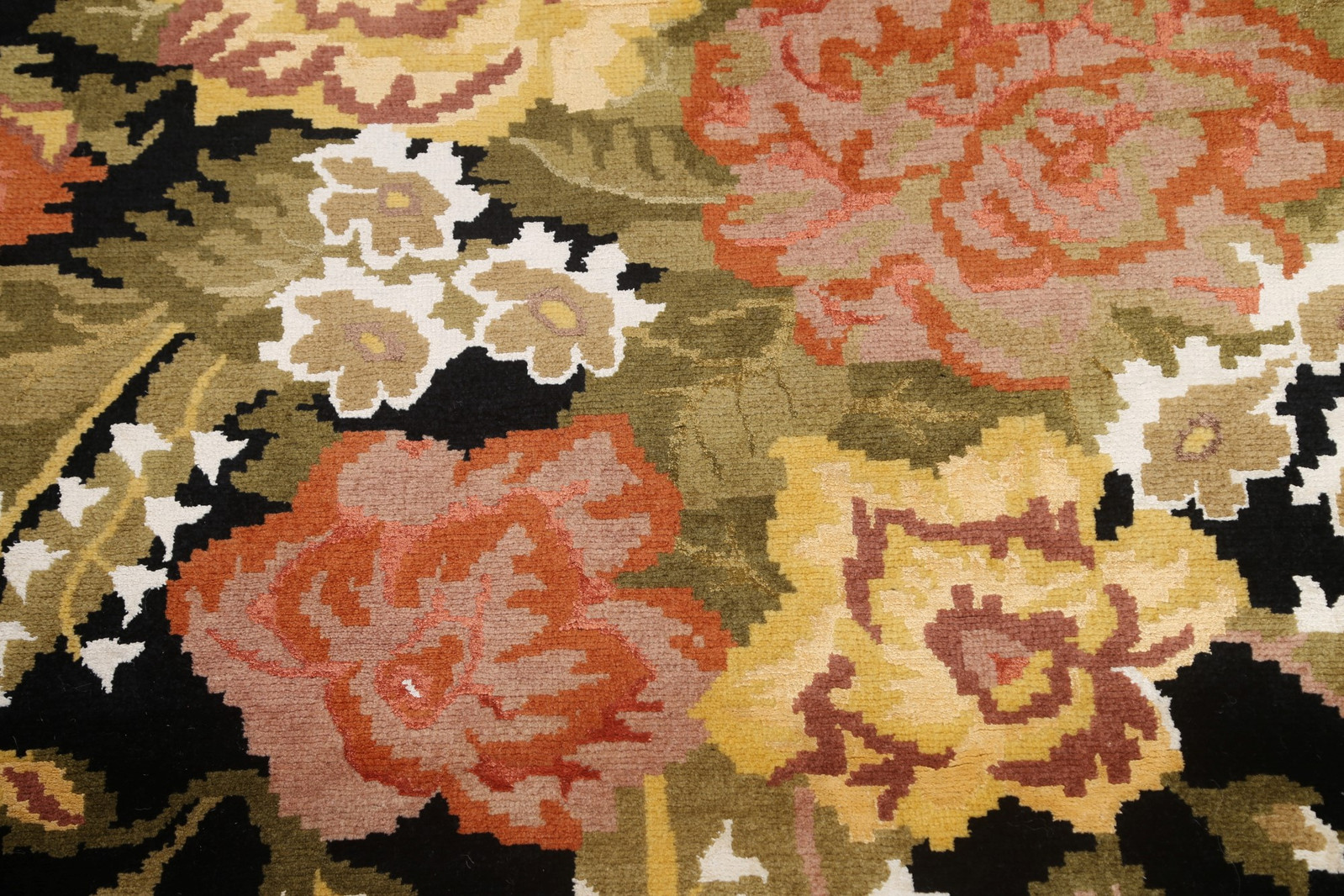 Vegetable Dye Aubusson Rug 6×8 Ft Floral Wool Carpet Handmade Floral Wool & Silk