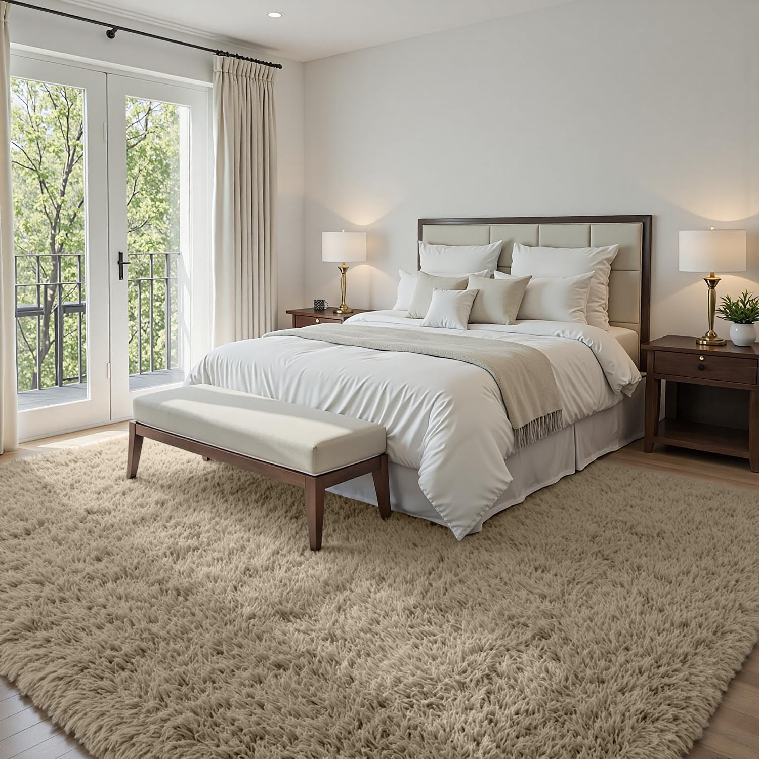6X9 Area Rugs for Living Room Rug: Soft Fluffy Shag Gray Camel Rugs for Bedroom,