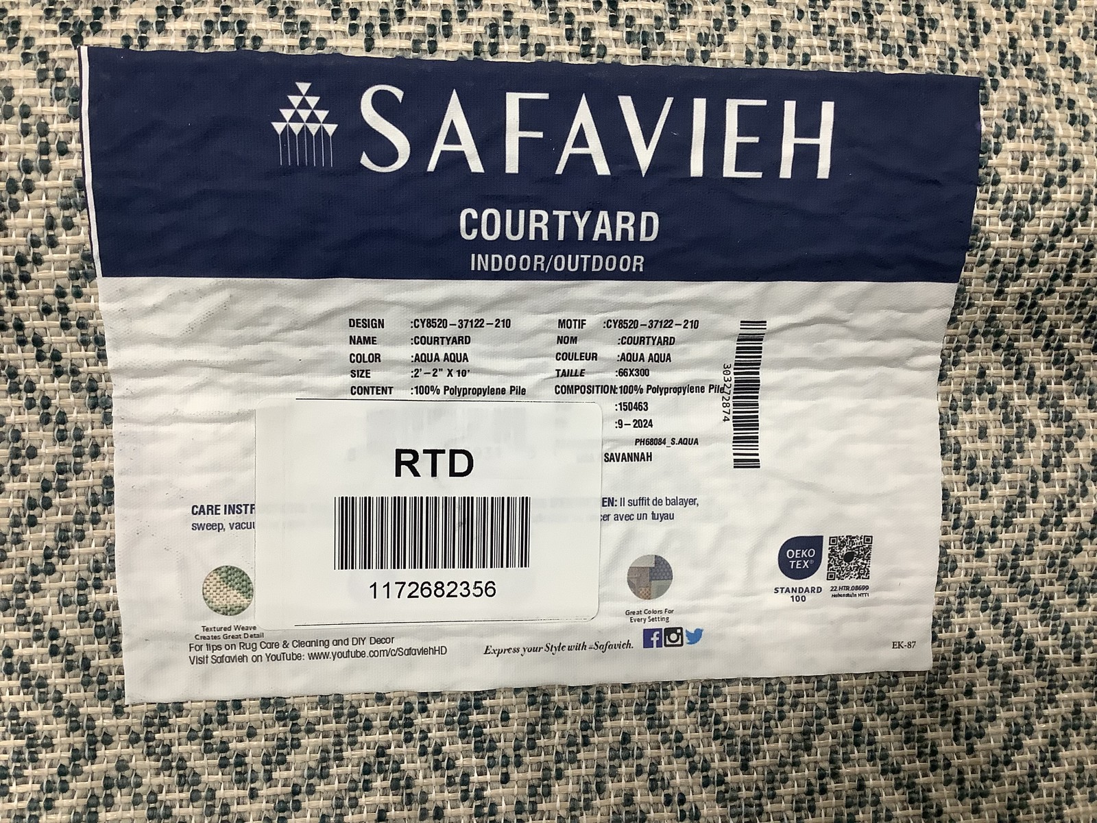 AQUA / AQUA 2′-3″ x 10′-0″ Flaw in Rug Reduced Price 1172682356 CY8520-37122-210