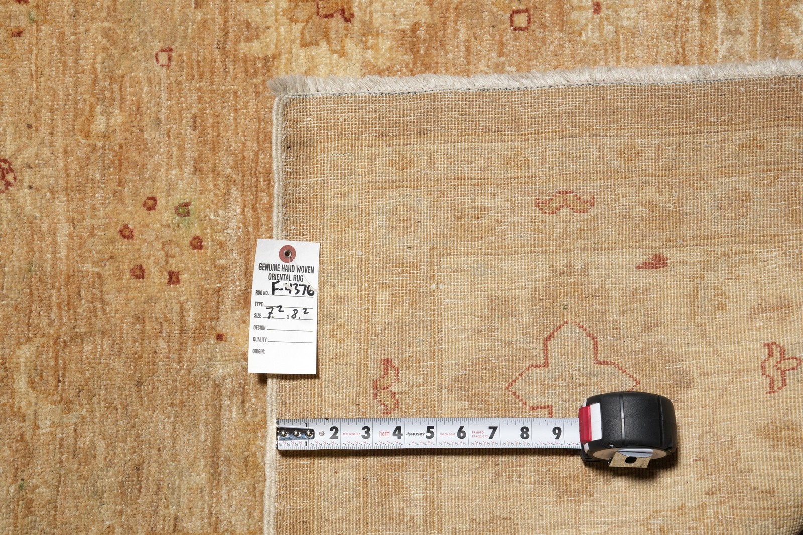 7.2 x 8.2 Hand-Knotted Chobi Peshawar Zigler Carpet Neutral Brown #F-4376