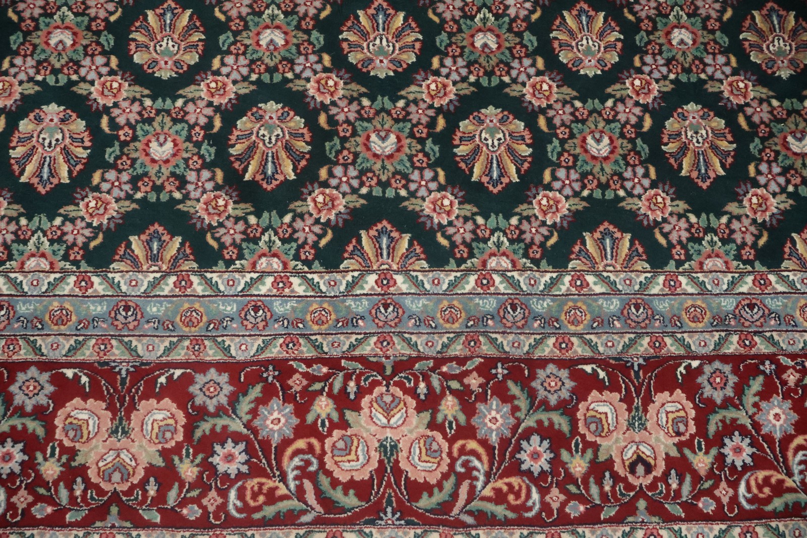 Forest Green Living Room Rug 9×12 Elegant All-Over Hand-made Classic Wool Carpet