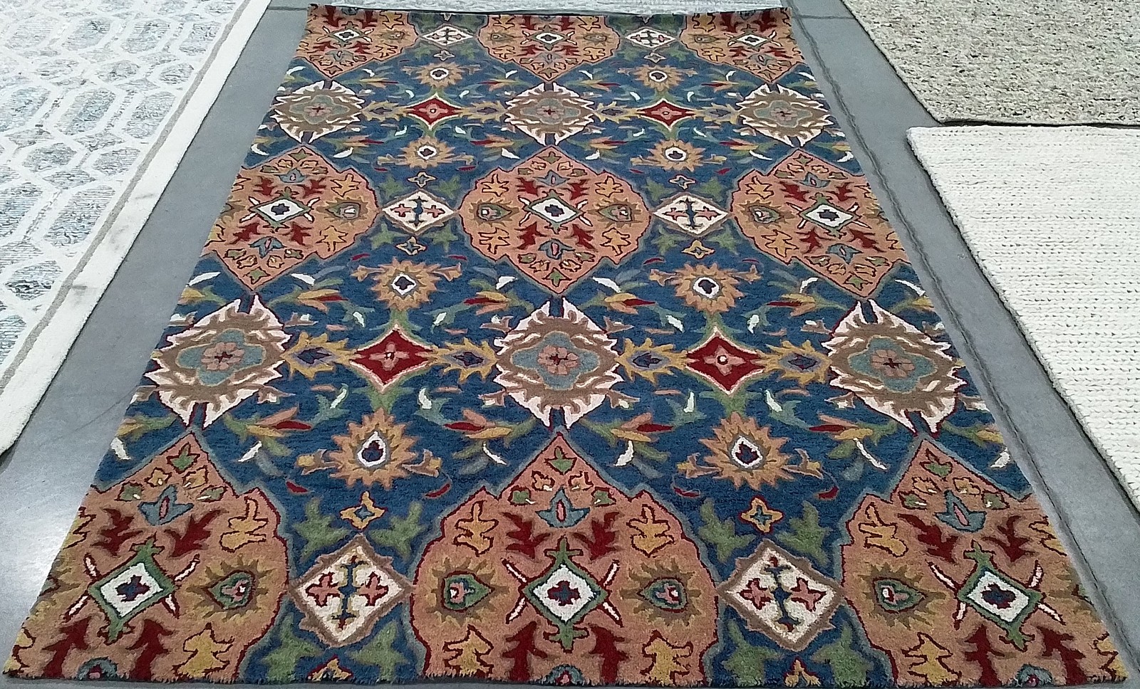 CAMEL / BLUE 6′-0″ x 9′-0″ Back Stain Rug, Reduced Price 1172786450 HG653A-6