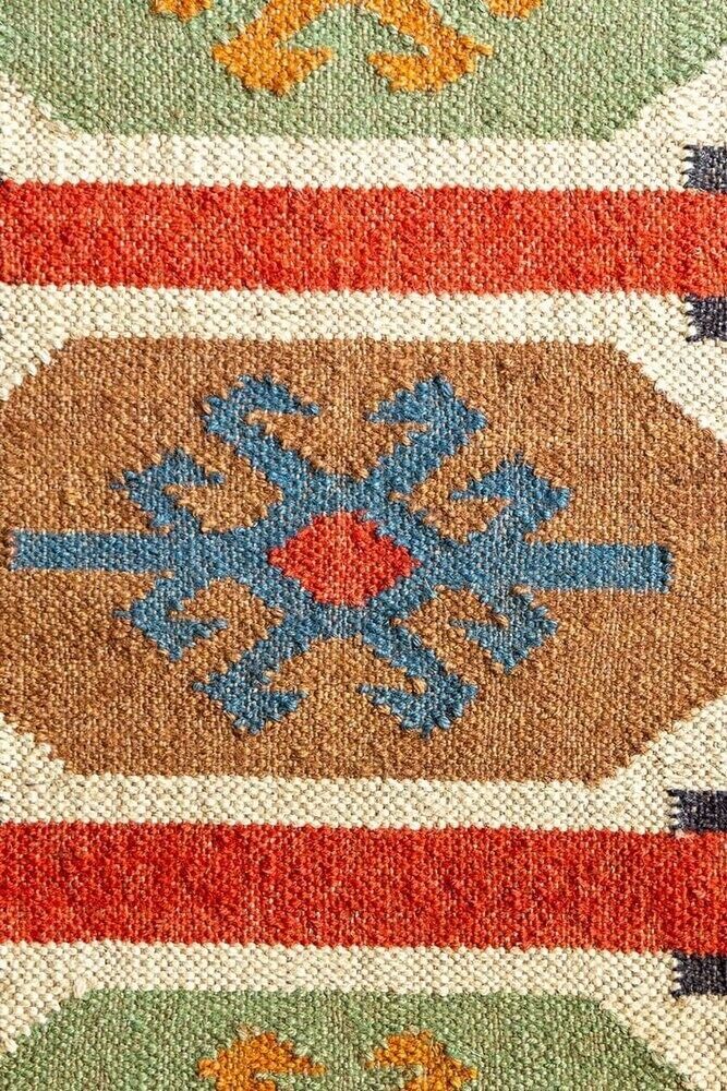 Rug Jute Wool Handmade Accent Vintage Kilim Carpet Living Room Hallway Area Rug