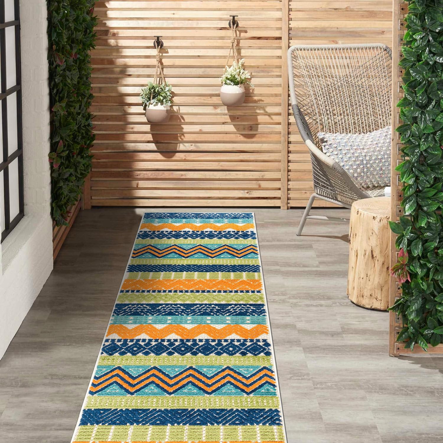 Marbella Contemporary Boho NonShedding Patio Deck Backyard Indoor/Outdoor Run…