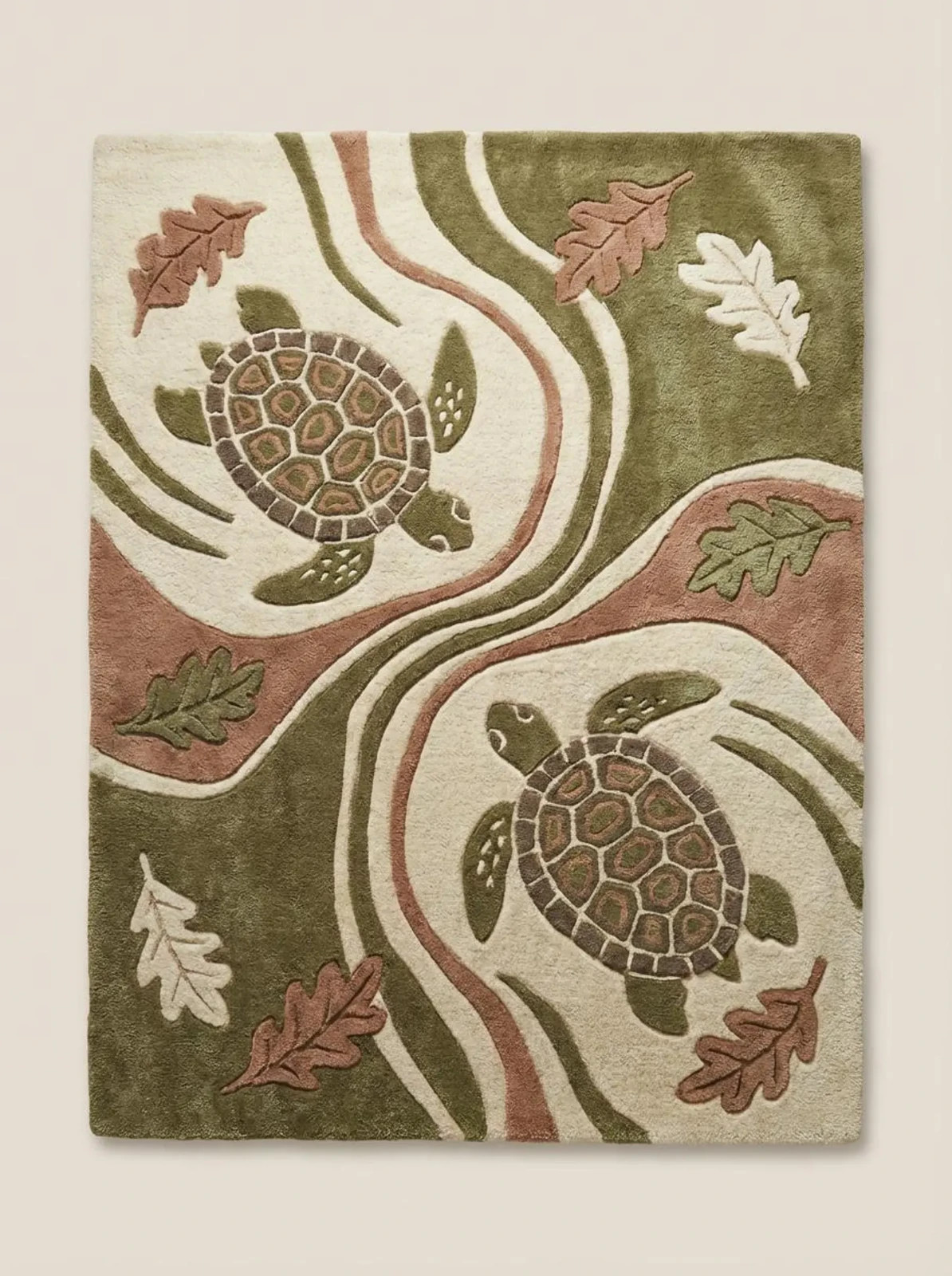 Hand Tufted Wool Turtle Area Rug Nature Coastal Living Room Decor modern rug
