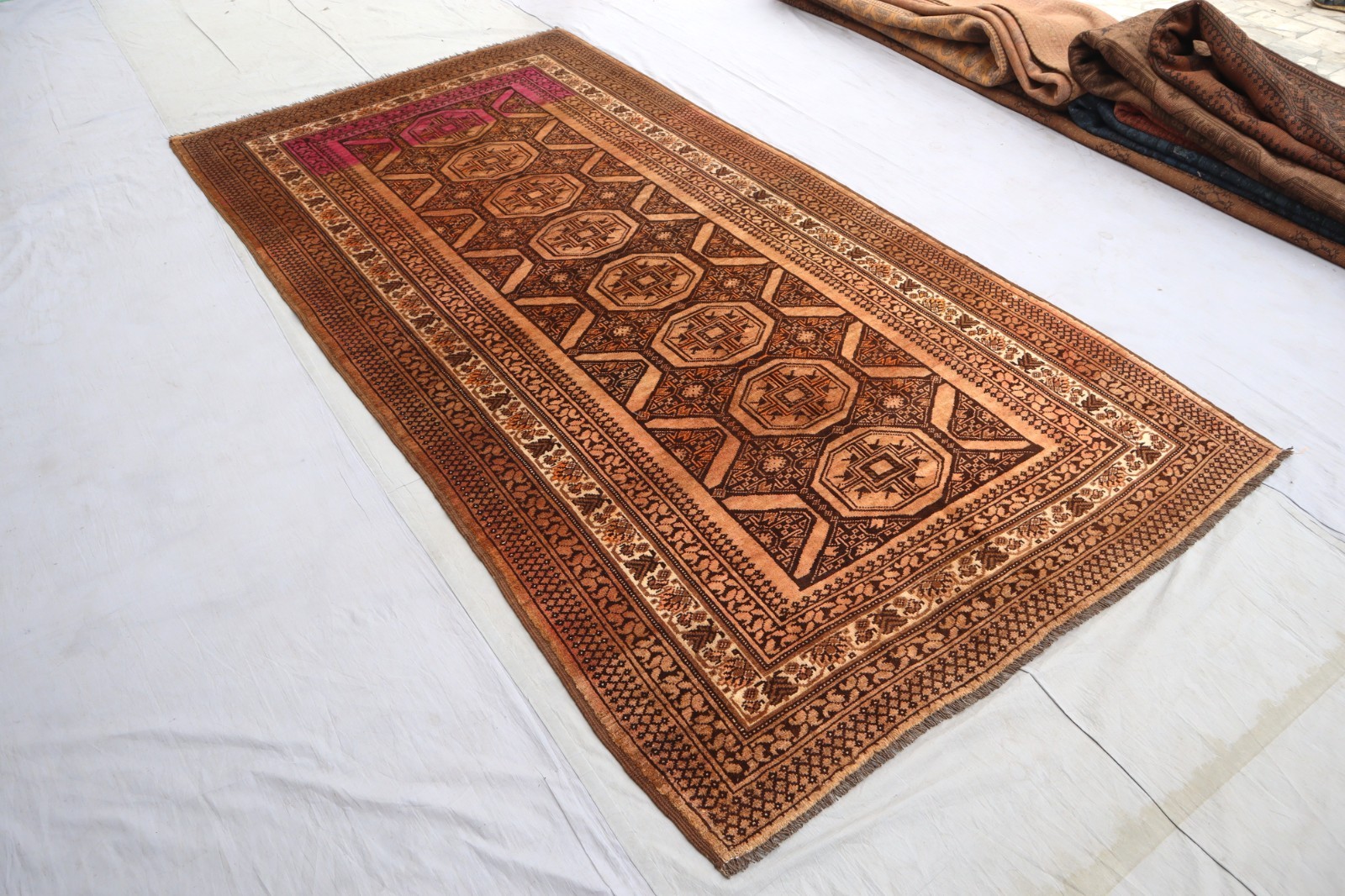 5’0x9’0 ft Large Runner Rug, Antique Afghan Handmade Geometric Rug, Kitchen Rug