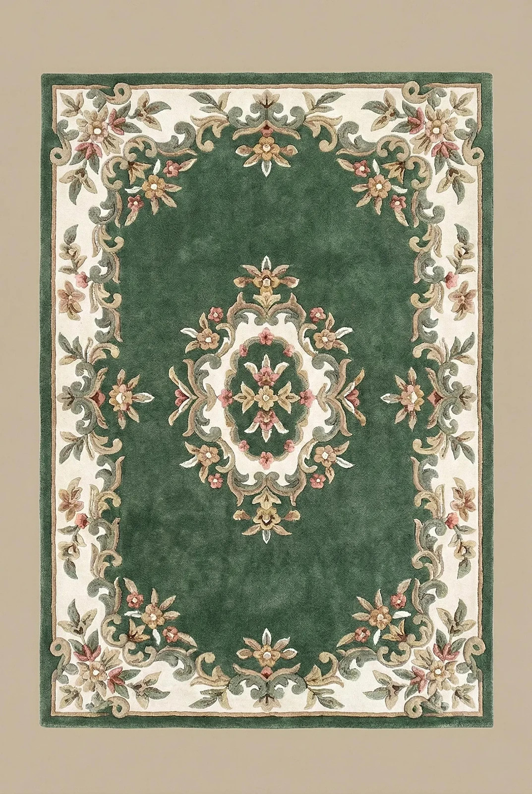 Sage Green Floral Hand Tufted Wool Rug Botanical Area Custom Design Carpet Rug