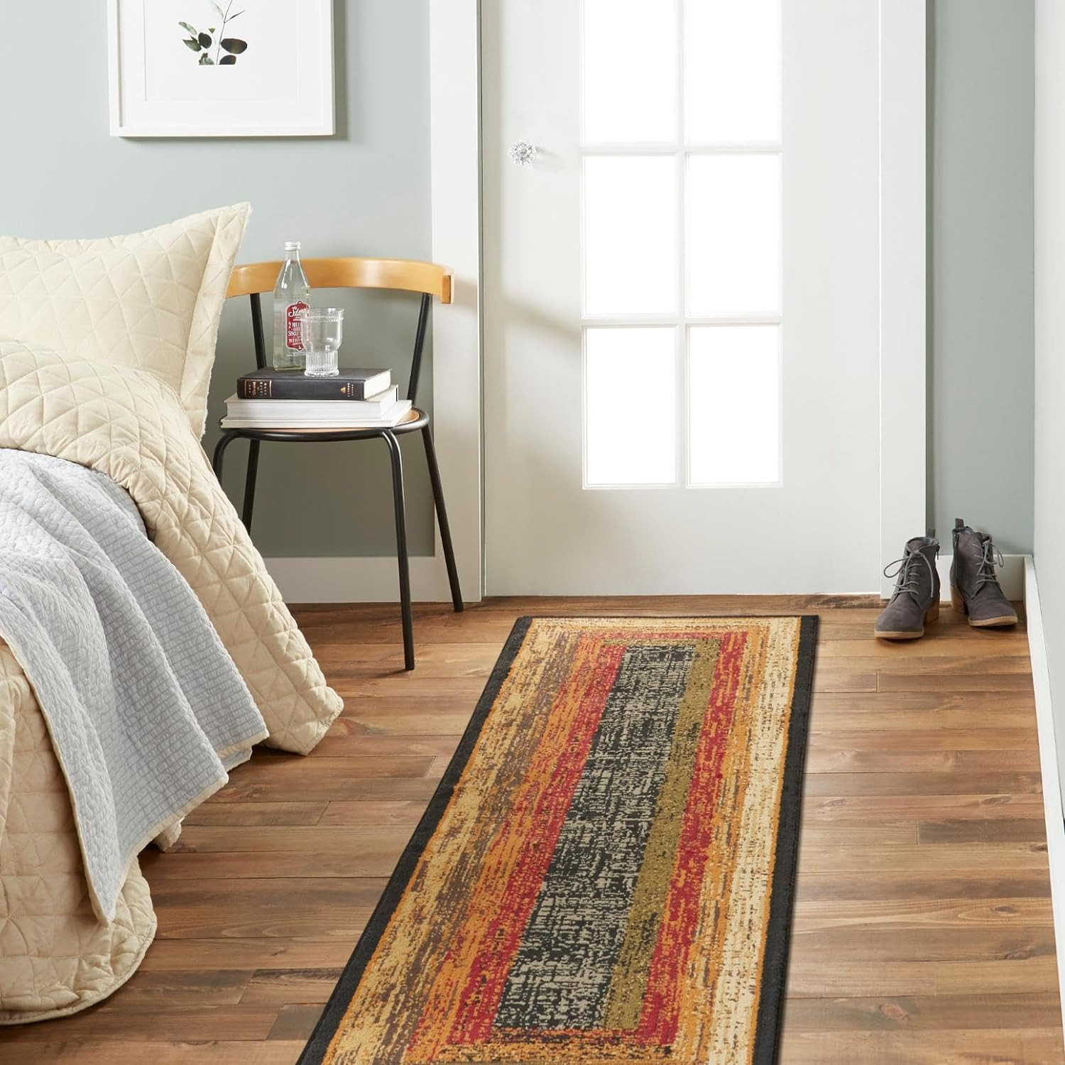 Royalty Vega Contemporary Geometric Runner Area Rug, Black/Brown, 1’9″X7’2″