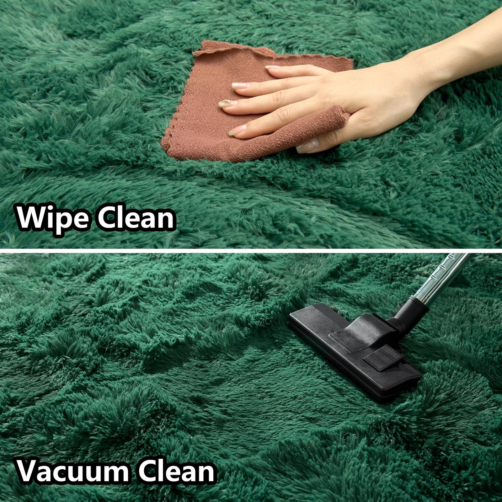 Awaytail Fluffy Rug Stain Resistant 4×6 4′ x 6′ (Rectangular), Blackish Green