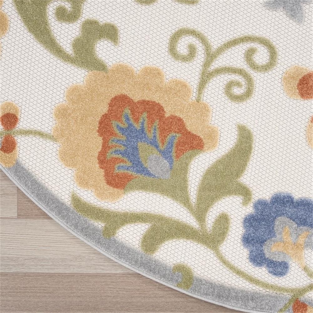 Pemberly Row 63×63″ Polypropylene Area Rug in Ivory and Blue