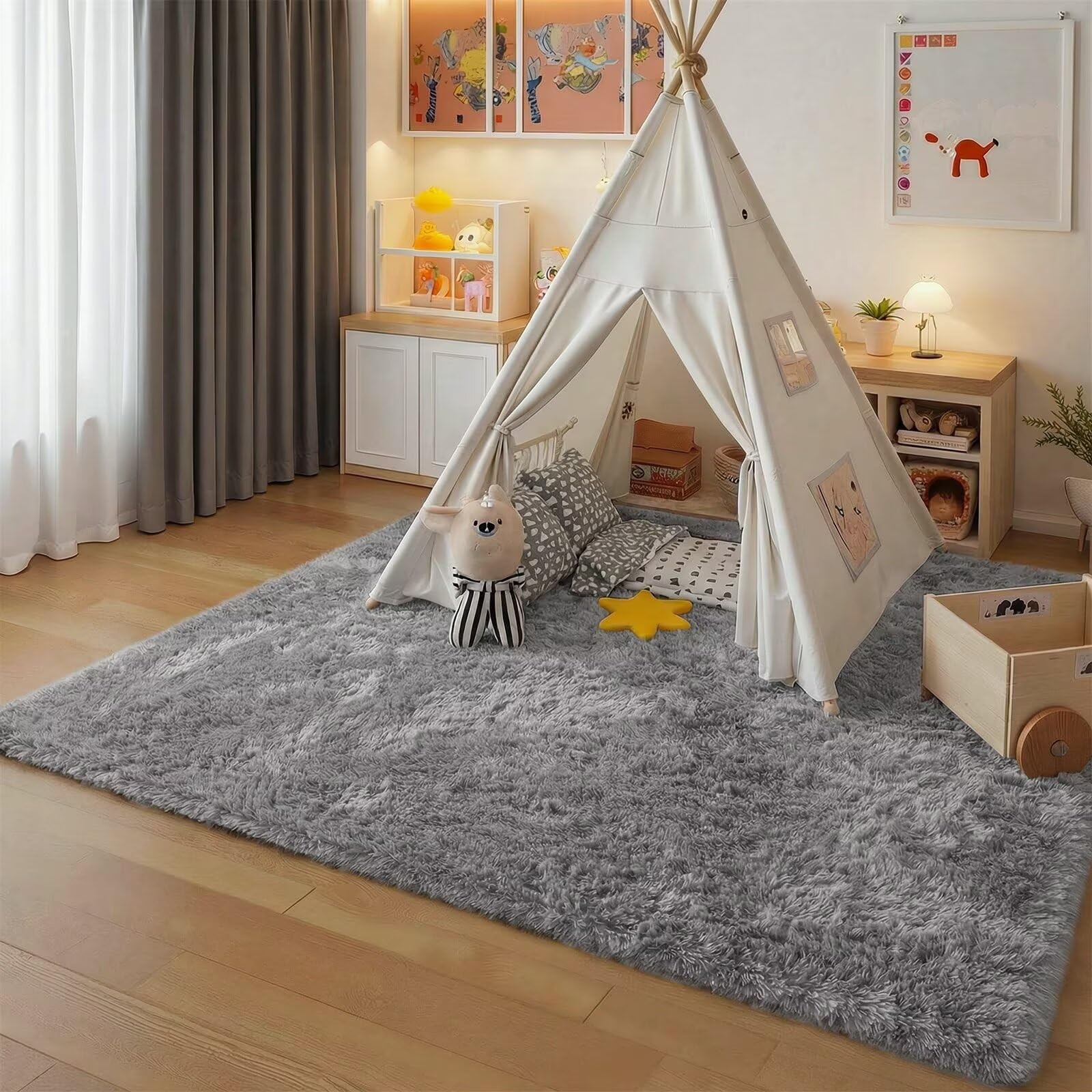 junovo Ultra Soft Area Rugs, Fluffy Carpets for Bedroom Kids Girls Boys Baby Liv