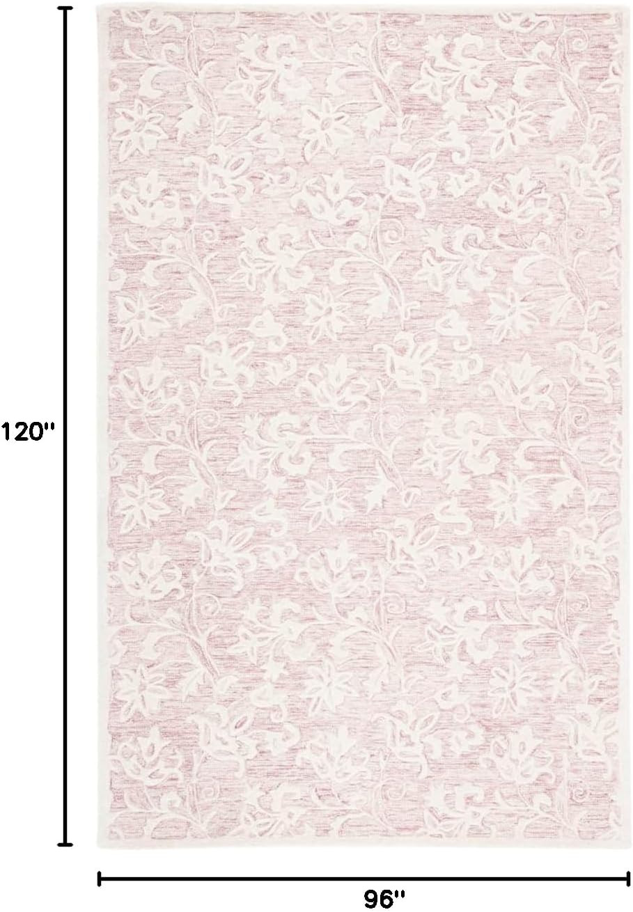 Handmade Wool Area Rug 8×10 – Metro Collection Pink & Ivory for Any Room