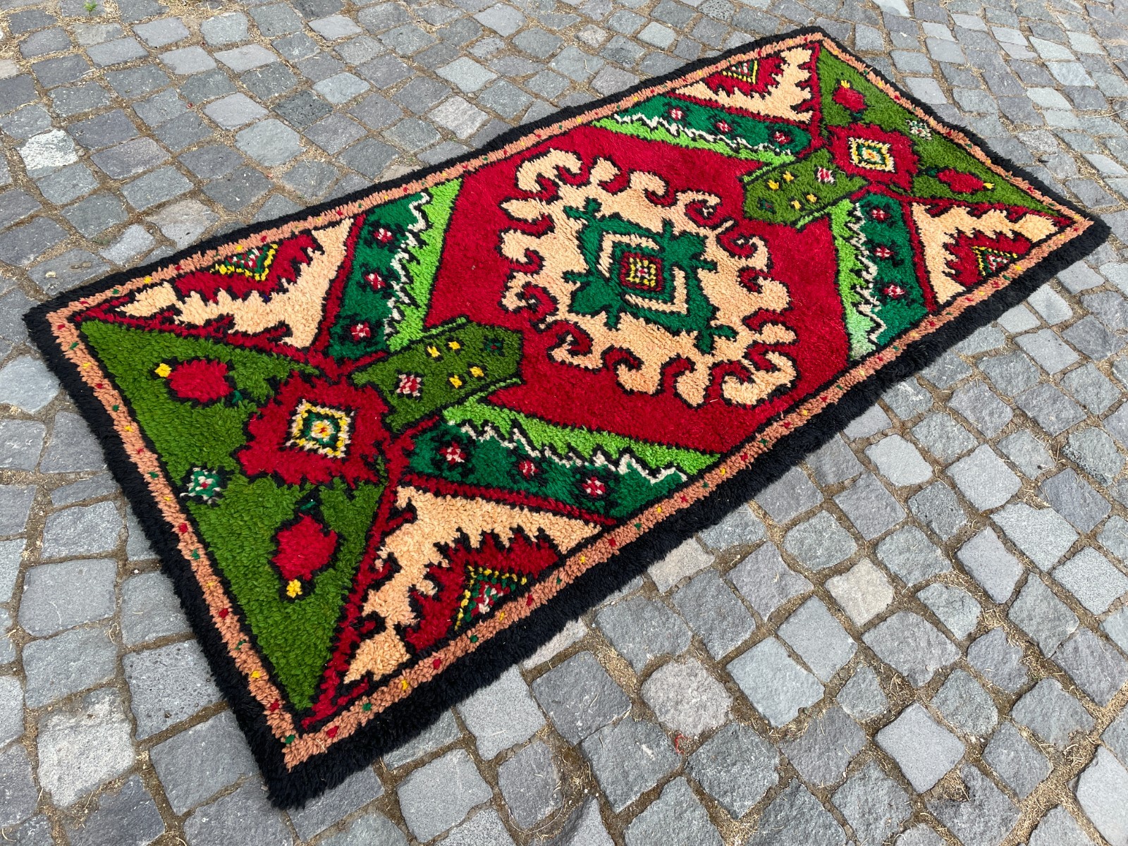 Bohemian Area Rug Handmade Wool Rug Turkish Vintage Traditional Rug 3,1 x 6,3 ft
