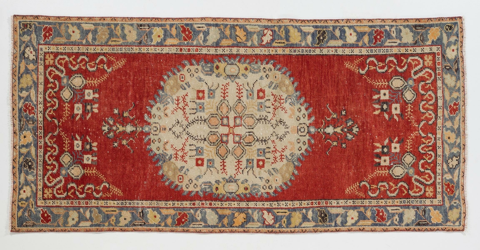 3×6.4 Ft Handmade Vintage Turkish Village Rug. Great for Modern Office and Home