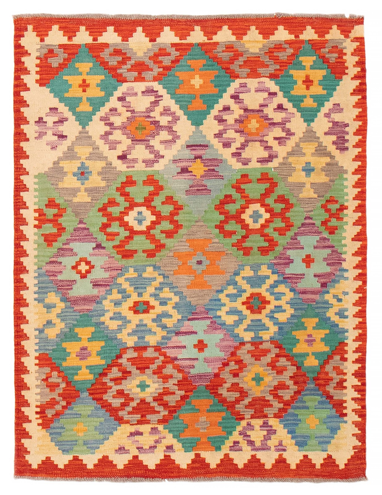 Vintage Hand Woven Area Rug 3’4″ x 4’8″ Traditional Wool Oriental Carpet